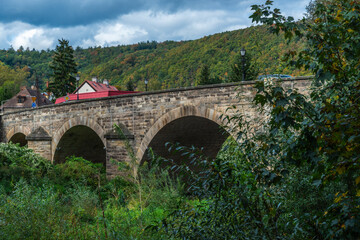 Fototapeta na wymiar Stone bridge in Bardo - small town in 