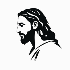 Vector illustration of Jesus Christ, Son of God, in a black and white, suitable for logo, sign, tattoo, sticker and other print on demand