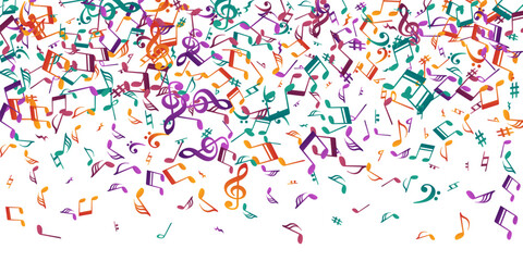 Musical note icons vector backdrop. Song notation