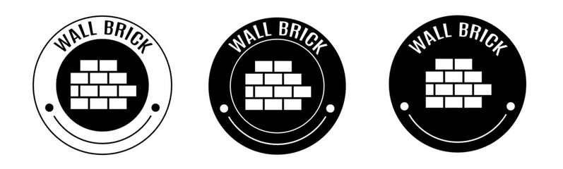 Black and white illustration of wall brick icon in flat. Stock vector.