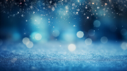 Fototapeta na wymiar snowflakes falling gently on blue winter background