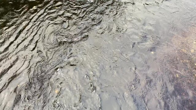 Gentle running river water after an autumn rainfall.