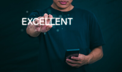 Customer services best excellent business rating experience. Satisfaction survey concept. user gives ratings to service experience on the online application, online marketing, and business processes.