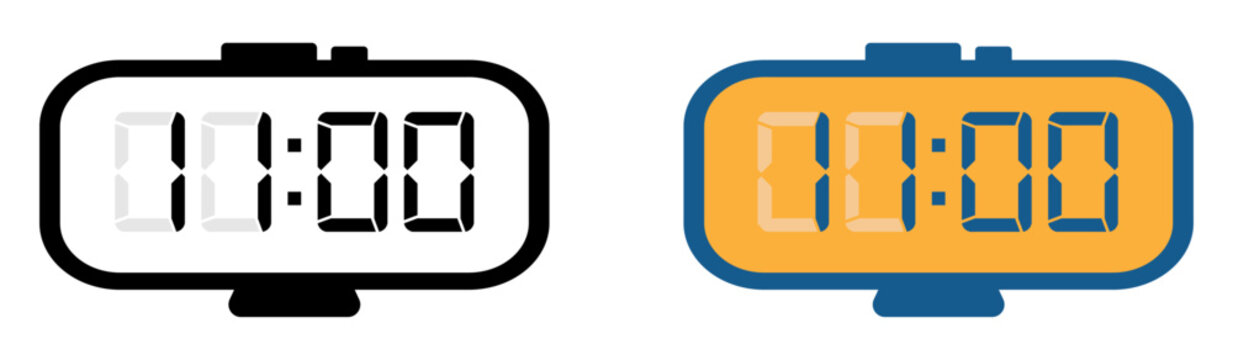 eleven o'clock digital clock vector icon