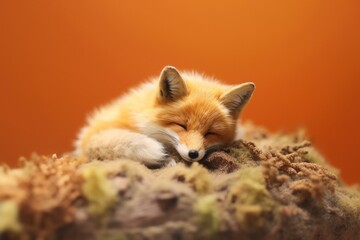 A tiny fox peacefully resting. Generative AI