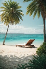 Fototapeta na wymiar vacation calmness, beach with palm trees