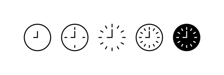 analog clock set. round analog clock symbols - obrazy, fototapety, plakaty