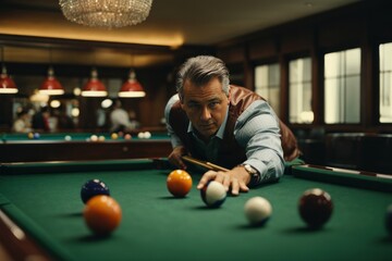 man playing pool