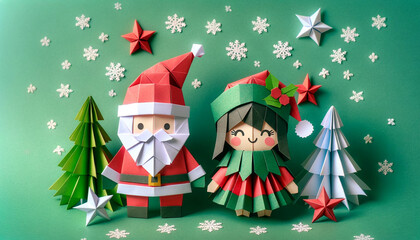 Origami style Christmas background