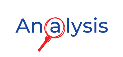 analysis word. analysis word and hand drawing magnifying glass