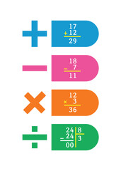 Fototapeta premium addition, subtraction, multiplication and division operations. math four operations