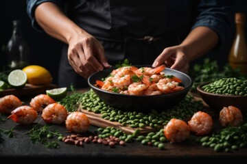 Obraz na płótnie Canvas chef preparing food in a restaurant