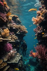 scubadiving, coral reef and fishes