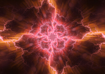 Hot red plasma lightning, abstract energy background