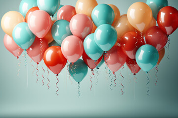 Color Glossy Happy Birthday Balloons Banner Background 
Generative ai