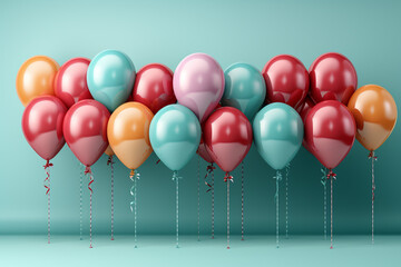 Color Glossy Happy Birthday Balloons Banner Background 
Generative ai