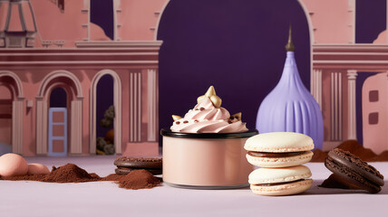 macaron dessert, decoration for the restaurant menu