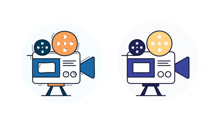 Capturing Moments: Video Camera Icon in Beautiful Coloring with Doodle sample icon. 