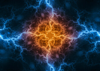 Fire and ice plasma background, abstract energy and electrical background
