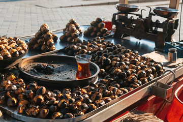 Tea and chestnuts on the street