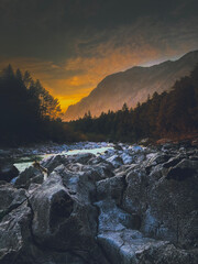 sunset in the mountains