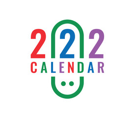2022 calendar logo on white background. colorful 2022 calendar