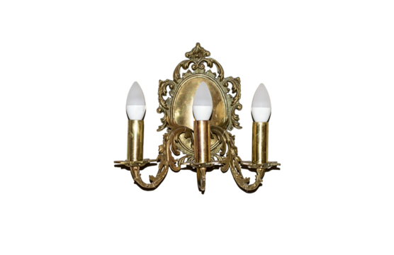 golden wall candle holder on white isolated background - Powered by Adobe