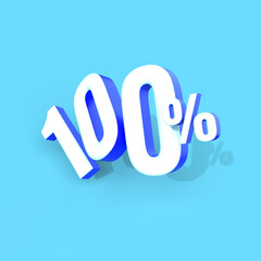 100% symbol for economy, education, marketing. 3d illustration 100 percent symbol