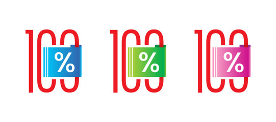 100 percent logos. red-blue 100 percent concept. red-green 100 percent concept. red-violet 100 percent concept