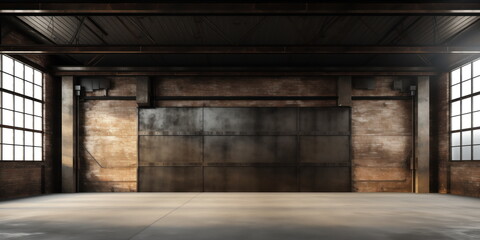 A warehouse with black metal plating. - obrazy, fototapety, plakaty