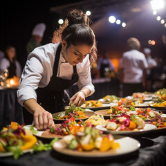 Female Chef Evaluating Flavors in Culinary Contest