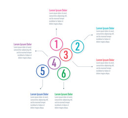 1-6 numbers infographic template. internet, web, magazine, annual report information template. six options business infographic template
