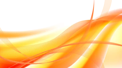 Foto op Canvas オレンジ色の波型抽象幾何学背景 © rrice