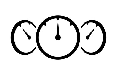 3 steps speedometer on white background. round indicator concept