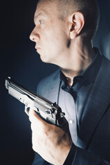 Spy thriller mafia boss assasin portrait