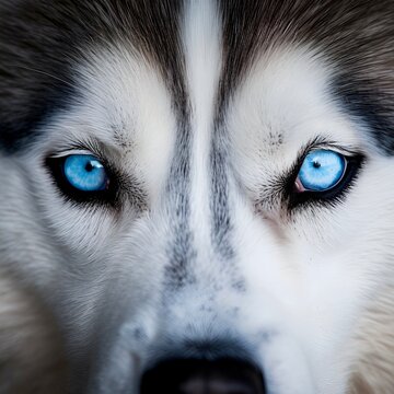 husky dog’s blue eyes 