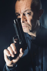 Fototapeta na wymiar Spy thriller mafia boss assasin portrait