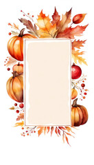 Autumn or thanksgiving letter background with pumpkins and leaves - obrazy, fototapety, plakaty