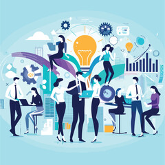 a group of people standing around a table