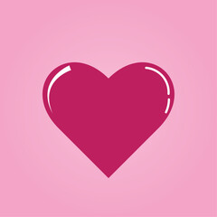 Rosy heart icon flat vector illustration on pink background.