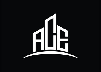 Letter ACE building vector monogram logo design template. Building Shape ACE logo.