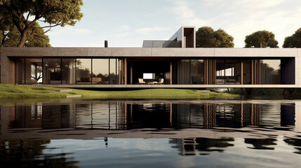 Fototapeta premium Maison d'architecture moderne, villa de luxe. Arrière-plan pour conception et création graphique.