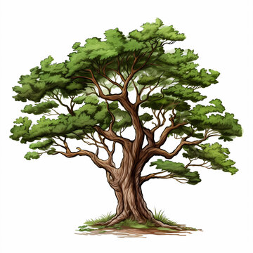 Hand drawn cartoon lush tree illustration
