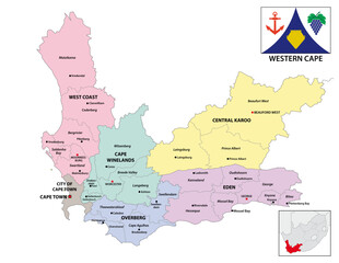 Fototapeta premium Administrative map of the Western Cape, South Africa