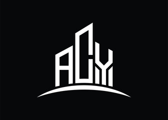 Letter ACY building vector monogram logo design template. Building Shape ACY logo.