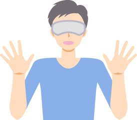 仮想現実に驚く男性のイラスト2