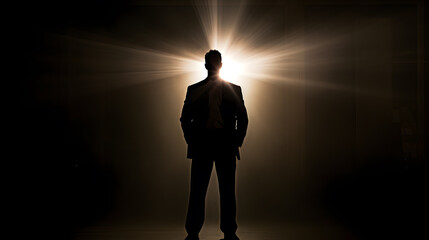 Obraz premium silhouette of a man standing in the spotlight