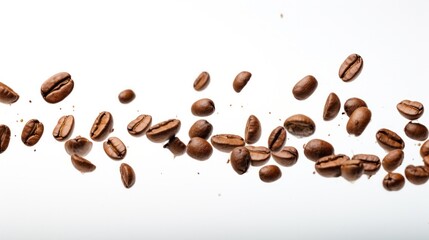 Obraz premium Coffee beans levitate on a white background 