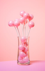 Fototapeta premium Pink Lollipop Bouquet in Glass Vase