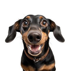 Cute dachshund portrait on transparent background, PNG